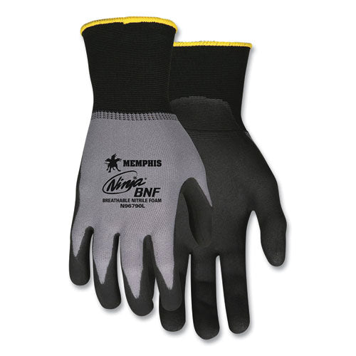 MCR™ Safety Ninja Nitrile Coating Nylon-spandex Gloves, Black-gray, X-large, Dozen freeshipping - TVN Wholesale