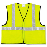 MCR™ Safety Class 2 Safety Vest, Polyester, Large Fluorescent Lime With Silver Stripe freeshipping - TVN Wholesale