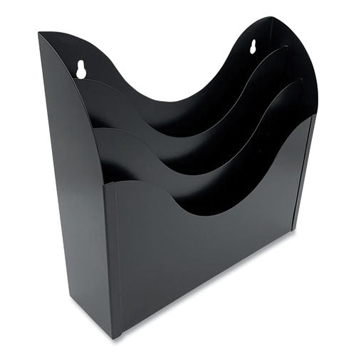 Huron Three-compartment Steel Wall Sorter, 13 X 3.5 X 11.25, Black freeshipping - TVN Wholesale