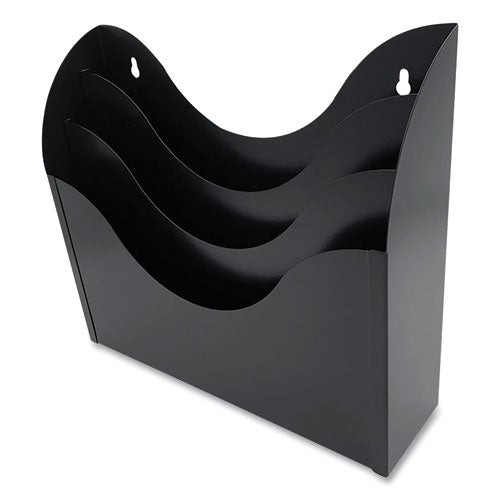 Huron Three-compartment Steel Wall Sorter, 13 X 3.5 X 11.25, Black freeshipping - TVN Wholesale