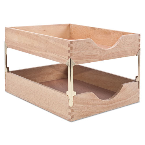 Carver™ Hardwood Stackable Desk Trays, 1 Section, Letter Size Files, 10.25" X 12.5" X 2.5", Oak freeshipping - TVN Wholesale