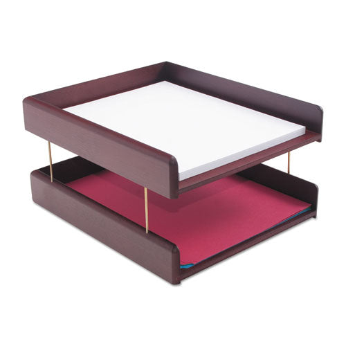 Carver™ Hardwood Stackable Desk Trays, 1 Section, Letter Size Files, 10.25" X 12.5" X 2.5", Mahogany freeshipping - TVN Wholesale