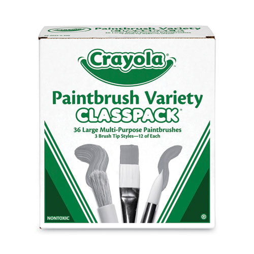 Crayola® Large Variety Paint Brush Classpack, Natural; Nylon Bristles, Flat; Round Profiles, 36-set freeshipping - TVN Wholesale