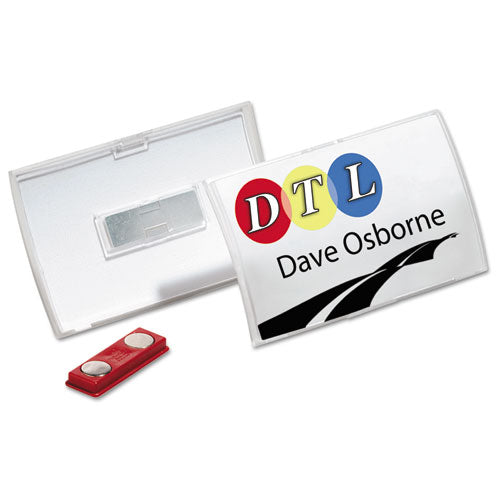Durable® Click-fold Convex Name Badge Holder, Double Magnets, 3 3-4 X 2 1-4, Clear, 10-pk freeshipping - TVN Wholesale