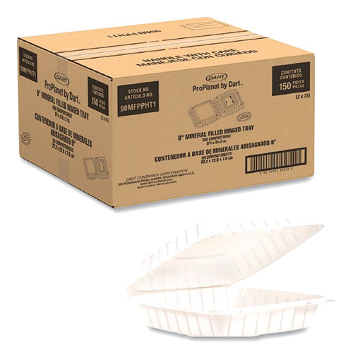 ProPlanet™ by Dart® Hinged Lid Containers, Single Compartment, 9 X 8.8 X 3, White, 150-carton freeshipping - TVN Wholesale