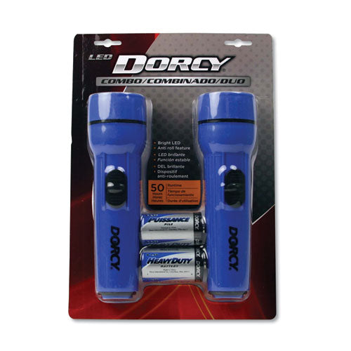 DORCY® Led Flashlight Pack, 1 D Battery (included), Blue, 2-pack freeshipping - TVN Wholesale