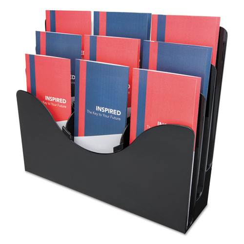 deflecto® 3-tier Document Organizer W-6 Removable Dividers, 13.38w X 3.5d X 11.5h, Black freeshipping - TVN Wholesale