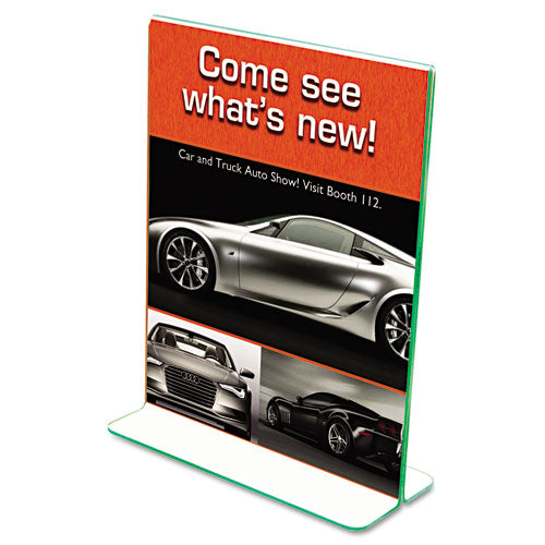deflecto® Superior Image Premium Green Edge Sign Holders, 8 1-2 X 11 Insert, Clear-green freeshipping - TVN Wholesale