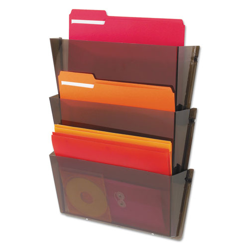 deflecto® Unbreakable Docupocket 3-pocket Wall File, Letter, 14 1-2 X 3 X 6 1-2, Smoke freeshipping - TVN Wholesale