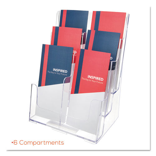 deflecto® 6-compartment Docuholder, Leaflet Size, 9.63w X 6.25d X 12.63h, Clear freeshipping - TVN Wholesale