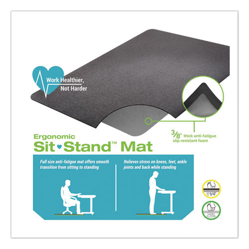 deflecto® Ergonomic Sit Stand Mat, 53 X 45, Black freeshipping - TVN Wholesale