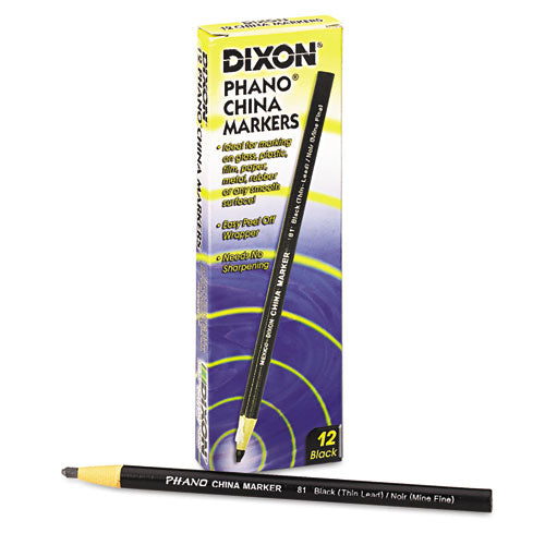 Dixon® China Marker, Black, Thin Lead, Dozen freeshipping - TVN Wholesale