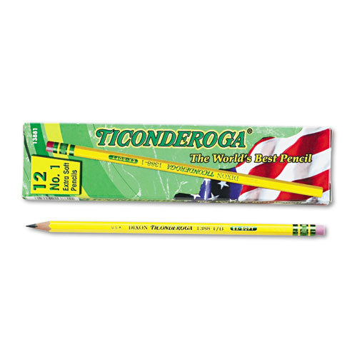 Ticonderoga® Pencils, B (#1), Black Lead, Yellow Barrel, Dozen freeshipping - TVN Wholesale