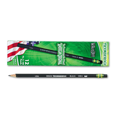 Ticonderoga® Pencils, Hb (#2), Black Lead, Black Barrel, Dozen freeshipping - TVN Wholesale