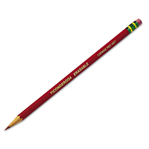 Ticonderoga® Erasable Colored Pencils, 2.6 Mm, 2b (#1), Carmine Red Lead, Carmine Red Barrel, Dozen freeshipping - TVN Wholesale