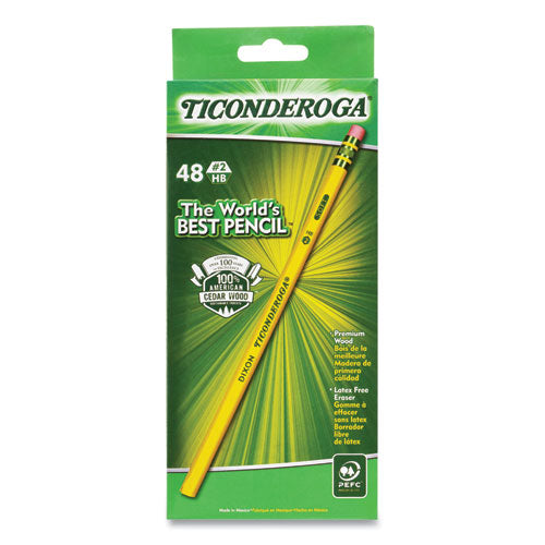 Ticonderoga® Pencils, Hb (#2), Black Lead, Yellow Barrel, 48-pack freeshipping - TVN Wholesale