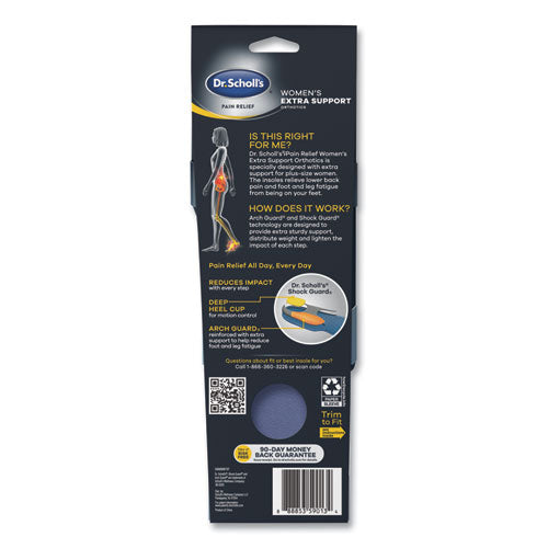 Dr. Scholl's® Pain Relief Extra Support Orthotic Insoles, Women Sizes 6 To 11, Gray-blue-orange-yellow, Pair freeshipping - TVN Wholesale