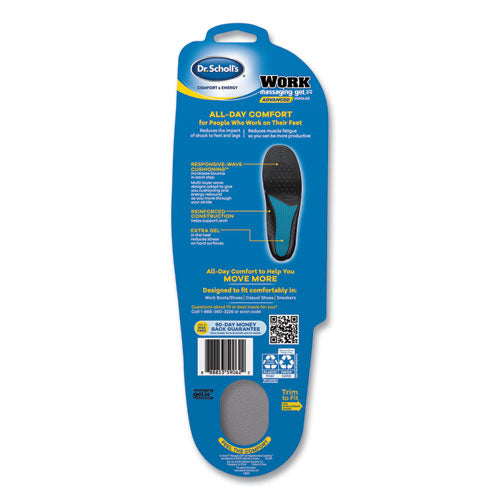 Dr. Scholl's® Comfort And Energy Work Massaging Gel Insoles, Men Sizes 8 To 14, Black-blue, Pair freeshipping - TVN Wholesale