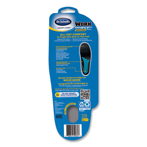 Dr. Scholl's® Comfort And Energy Work Massaging Gel Insoles, Women Sizes 6 To 11, Black-blue, Pair freeshipping - TVN Wholesale
