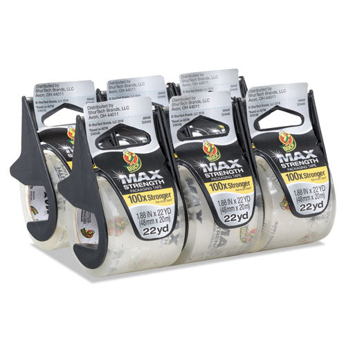 Duck® Max Packaging Tape With Dispenser, 1.5" Core, 1.88" X 22 Yds, Crystal Clear, 6-pack freeshipping - TVN Wholesale