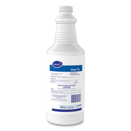 Diversey™ Virex Tb Disinfectant Cleaner, Lemon Scent, Liquid, 32 Oz Bottle, 12-carton freeshipping - TVN Wholesale