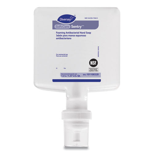 Diversey™ Soft Care Sentry Foaming Antibacterial Hand Soap, Fragrance-free, 1.3 L Cartridge Refill, 6-carton freeshipping - TVN Wholesale