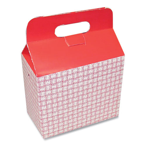 Dixie® Take-out Barn One-piece Paperboard Food Box, Basket-weave Plaid Theme, 9.5 X 5 X 8, Red-white, 125-carton freeshipping - TVN Wholesale