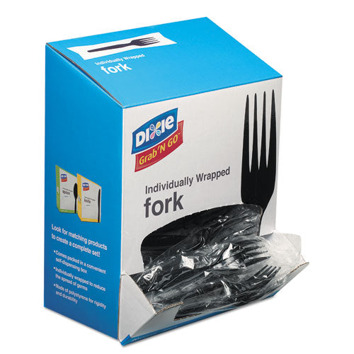 Dixie® Grab’n Go Wrapped Cutlery, Teaspoons, Black, 90-box freeshipping - TVN Wholesale