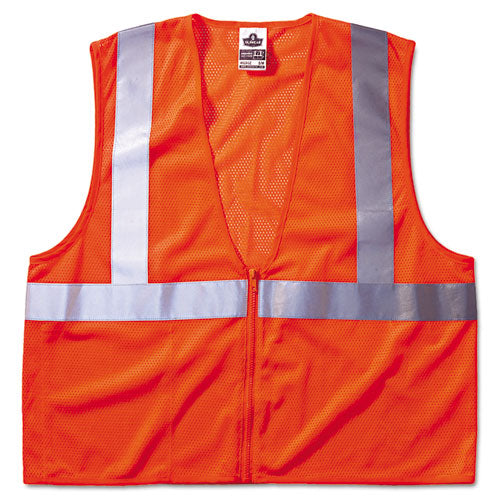 ergodyne® Glowear 8210z Class 2 Economy Vest, Polyester Mesh, Zipper Closure, Large To X-large, Orange freeshipping - TVN Wholesale