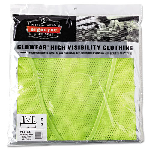 ergodyne® Glowear 8210z Class 2 Economy Vest, Polyester Mesh, Zipper Closure, 2x-large To 3x-large, Lime freeshipping - TVN Wholesale