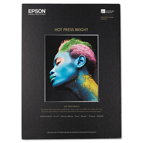 Epson® Hot Press Bright Fine Art Paper, 17 Mil, 13 X 19, Smooth Matte White, 25-pack freeshipping - TVN Wholesale