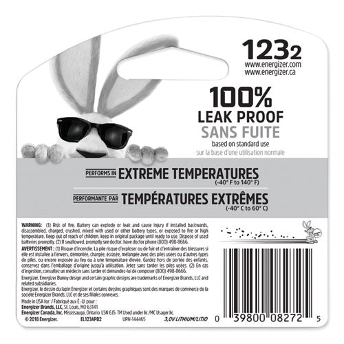 Energizer® 123 Lithium Photo Battery, 3 V freeshipping - TVN Wholesale