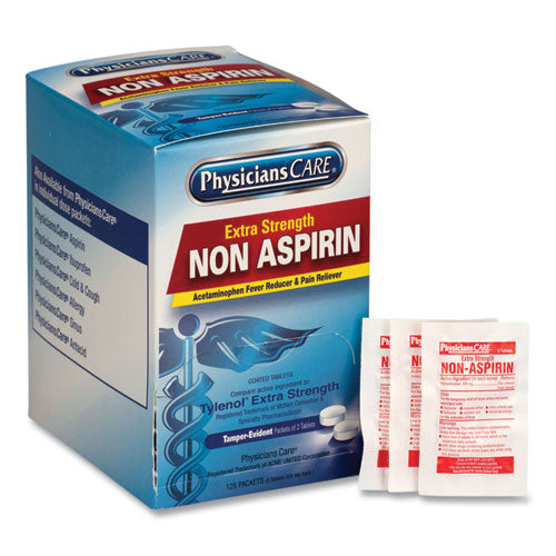 PhysiciansCare® Pain Relievers-medicines, Xstrength Non-aspirin Acetaminophen,2-packet,125 Pk-bx freeshipping - TVN Wholesale