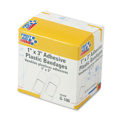 First Aid Only™ Plastic Adhesive Bandages, 1 X 3, 100-box freeshipping - TVN Wholesale