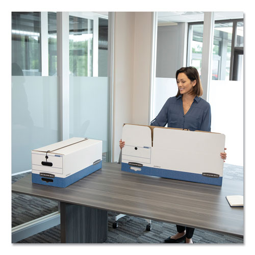 Bankers Box® Stor-file Medium-duty Strength Storage Boxes, Letter-legal Files, 12.25" X 16" X 11", White-blue, 12-carton freeshipping - TVN Wholesale