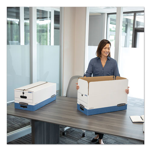 Bankers Box® Stor-file Medium-duty Strength Storage Boxes, Letter-legal Files, 12.25" X 16" X 11", White-blue, 12-carton freeshipping - TVN Wholesale