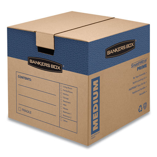 Bankers Box® Smoothmove Prime Moving-storage Boxes, Medium, Regular Slotted Container (rsc), 18" X 18" X 16", Brown Kraft-blue, 8-carton freeshipping - TVN Wholesale