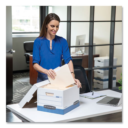 Bankers Box® Presto Heavy-duty Storage Boxes, Letter Files, 13" X 25.38" X 10.5", White-blue, 12-carton freeshipping - TVN Wholesale