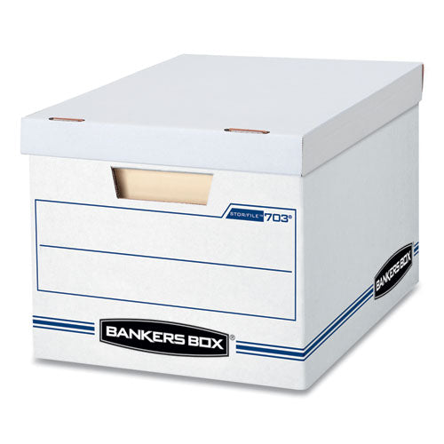 Bankers Box® Stor-file Basic-duty Storage Boxes, Letter-legal Files, 12.5" X 16.25" X 10.5", White-blue, 4-carton freeshipping - TVN Wholesale