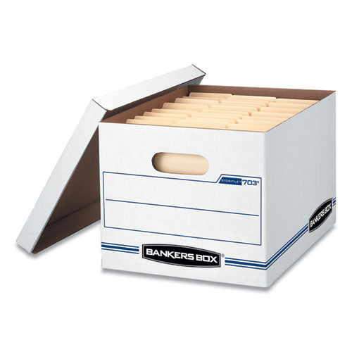 Bankers Box® Stor-file Basic-duty Storage Boxes, Letter-legal Files, 12.5" X 16.25" X 10.5", White-blue, 4-carton freeshipping - TVN Wholesale