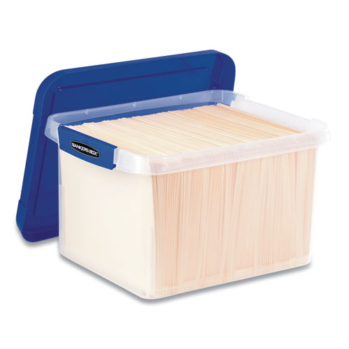 Bankers Box® Heavy Duty Plastic File Storage, Letter-legal Files, 14" X 17.38" X 10.5", Clear-blue, 2-pack freeshipping - TVN Wholesale
