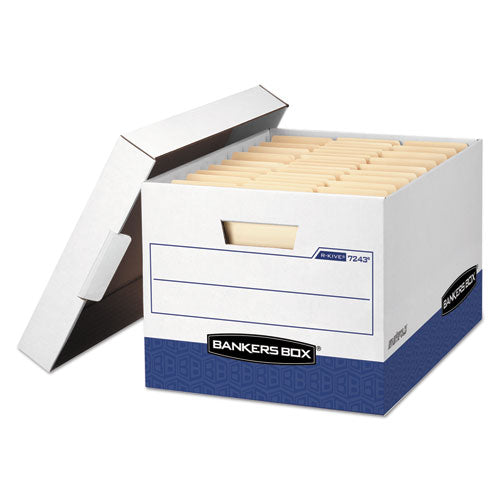 Bankers Box® R-kive Heavy-duty Storage Boxes, Letter-legal Files, 12.75" X 16.5" X 10.38", White-blue, 12-carton freeshipping - TVN Wholesale