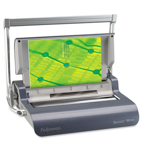 Fellowes® Quasar Manual Wire Binding Machine, 130 Sheets, 8.13 X 15.38 X 5.13, Metallic Gray freeshipping - TVN Wholesale