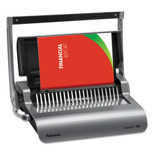 Fellowes® Quasar 500 Manual Comb Binding System, 500 Sheets, 18.13 X 15.38 X 5.13, Metallic Gray freeshipping - TVN Wholesale
