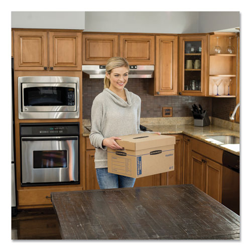 Bankers Box® Smoothmove Maximum Strength Moving Boxes, Small, Half Slotted Container (hsc), 15" X 15" X 12", Brown Kraft-blue, 8-pack freeshipping - TVN Wholesale