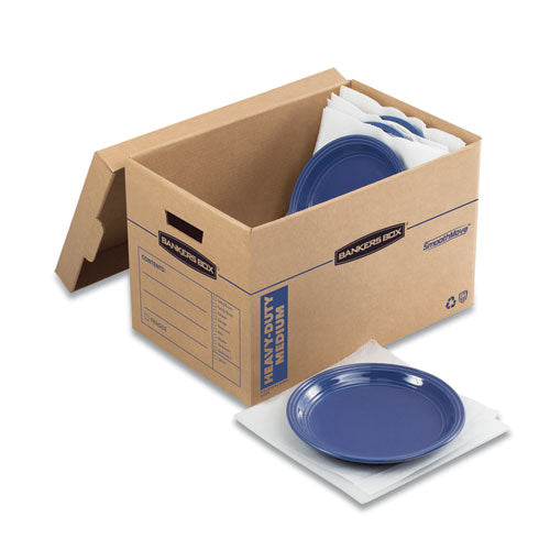 Bankers Box® Smoothmove Maximum Strength Moving Boxes, Medium, Half Slotted Container (hsc), 18.5" X 12.25" X 12", Brown Kraft-blue, 8-pk freeshipping - TVN Wholesale