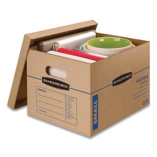 Bankers Box® Smoothmove Classic Moving And Storage Boxes, Small, Half Slotted Container (hsc), 15 X 12 X 10, Brown Kraft-blue, 10-carton freeshipping - TVN Wholesale