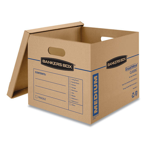 Bankers Box® Smoothmove Classic Moving-storage Boxes, Medium, Half Slotted Container (hsc), 18" X 15" X 14", Brown Kraft-blue, 8-carton freeshipping - TVN Wholesale