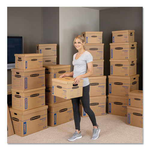 Bankers Box® Smoothmove Classic Moving-storage Boxes, Medium, Half Slotted Container (hsc), 18" X 15" X 14", Brown Kraft-blue, 8-carton freeshipping - TVN Wholesale