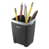 Fellowes® Office Suites Divided Pencil Cup, Plastic, 3 1-16 X 3 1-16 X 4 1-4, Black-silver freeshipping - TVN Wholesale